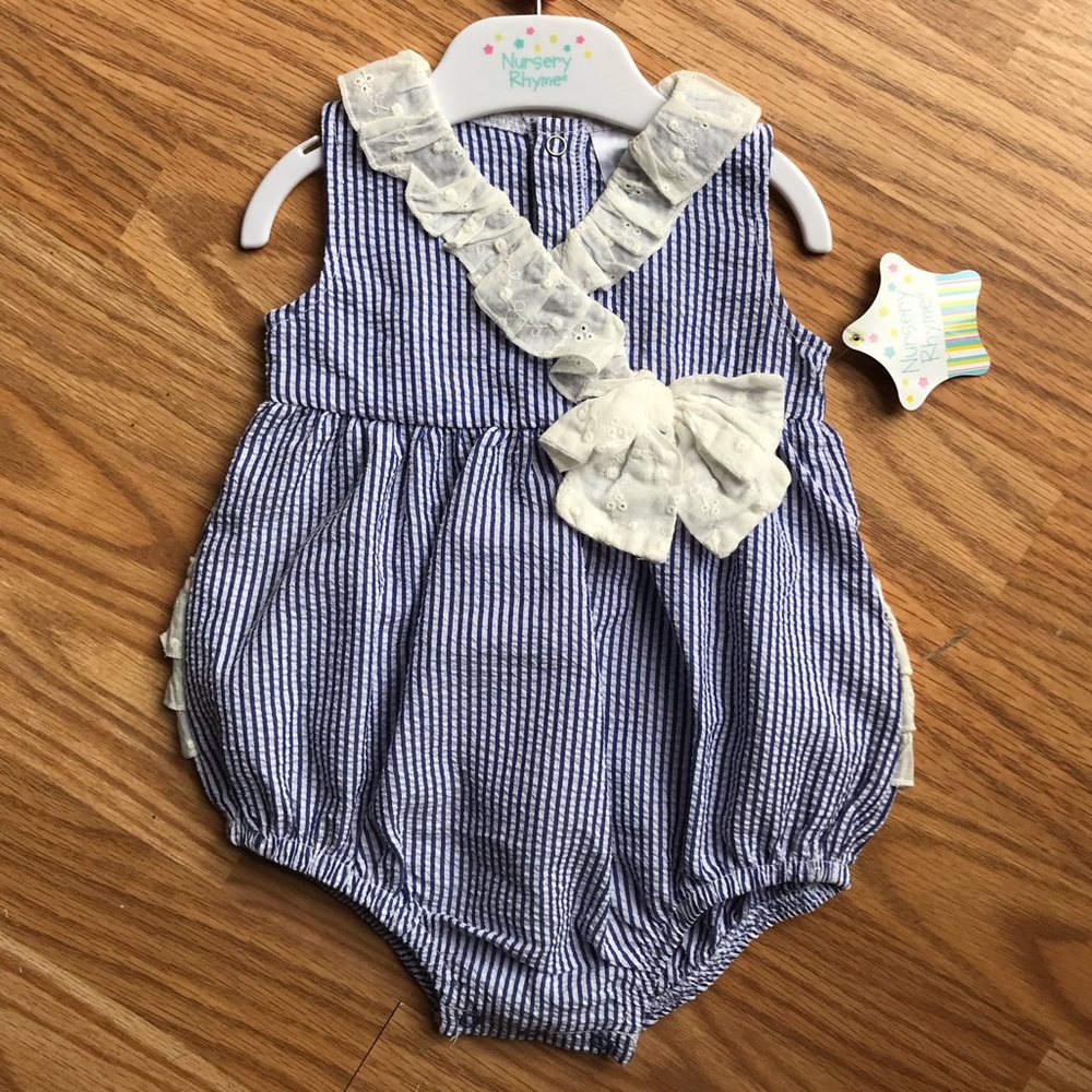 Nursery Rhyme stripes ruffle butt onesie